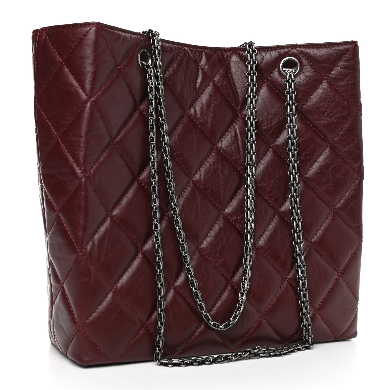 Chanel Aged Calfskin Quilted Reissue 2.55 Tote Dark Burgundy 2 of 4
