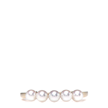 Mikimoto 18K Yellow Gold Akoya Peal 5 Pearl Row Ring 54 7 1 of 10
