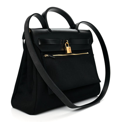 Hermes Military Toile Vache Hunter Herbag Zip Retourne 31 PM Black 3 of 11