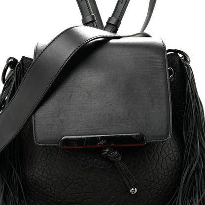 Christian Louboutin Pebbled Calfskin Fringe Lucky L Convertible Backpack Black 8 of 15
