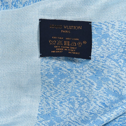 Louis Vuitton Silk Wool Monogram Infra Shawl Blue 2 of 3