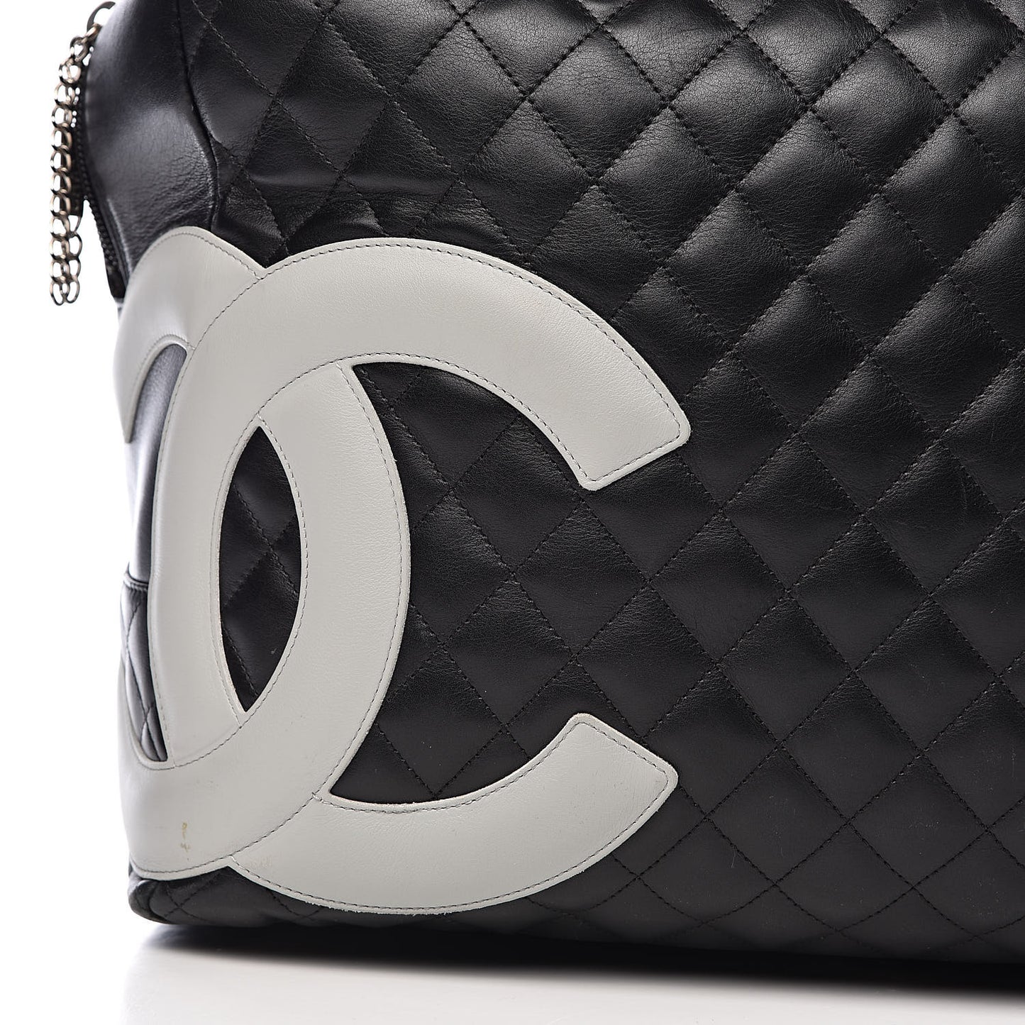 Calfskin Quilted Large Cambon Bag Black