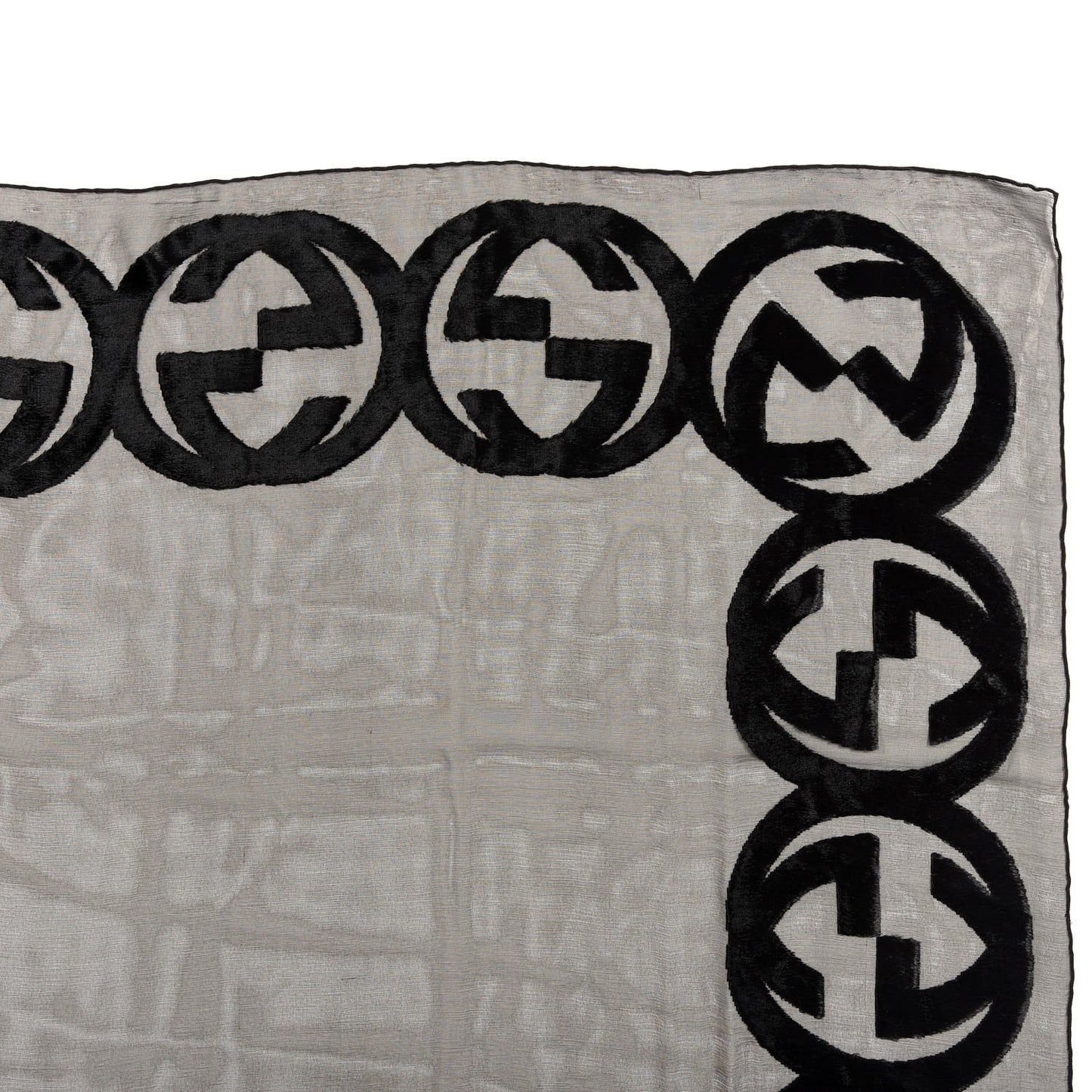 Modal Silk Interlocking G Square Scarf Grey Black