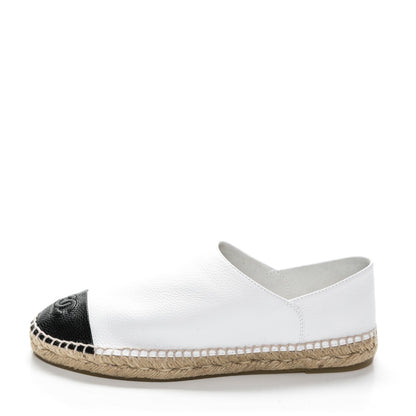 Chanel Grained Calfskin CC Espadrilles 42 White Black 1 of 7