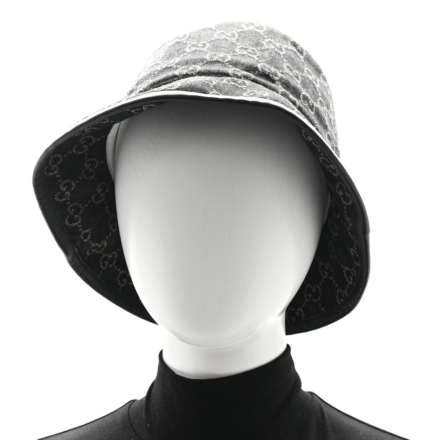 Gucci Jacquard Denim GG Monogram Oscar Bucket Hat M Black Ivory 2 of 10