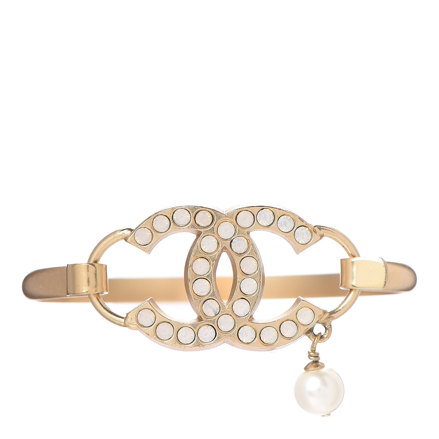Chanel Pearl Crystal CC Bangle Gold 1 of 4