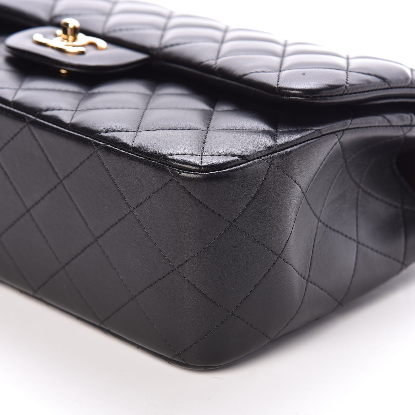 Lambskin Quilted Jumbo Double Flap Black
