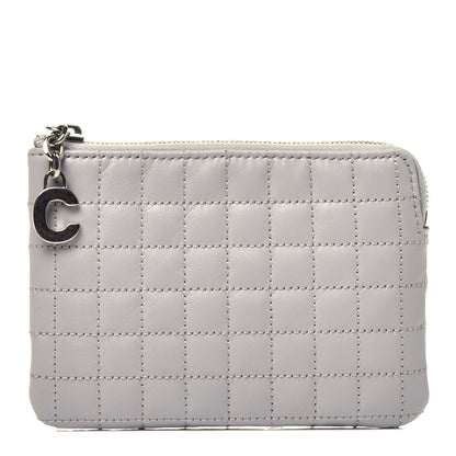 Celine Calfskin Quilted C Charm Coin Card Pouch Grey 1 of 8