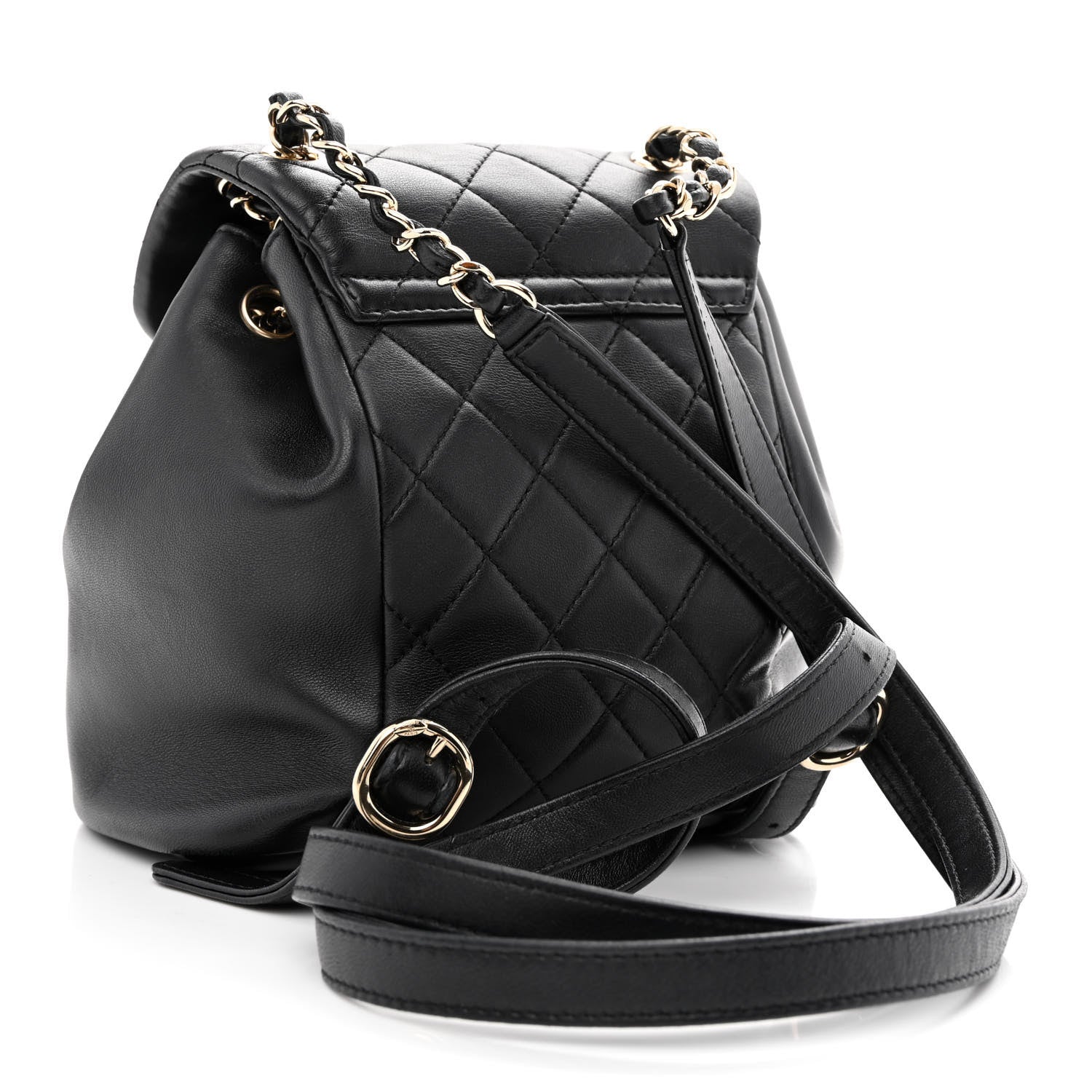 Chanel Lambskin Quilted Small Duma Drawstring Backpack Black 3 of 10