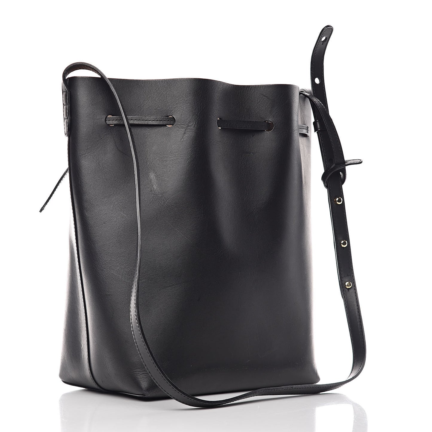 Vegetable Tanned Calfskin Bucket Bag Black Ballerina