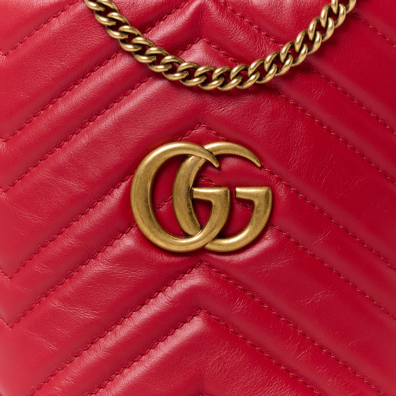 Gucci Calfskin Matelasse Mini GG Marmont 2.0 Bucket Bag Hibiscus Red 8 of 10