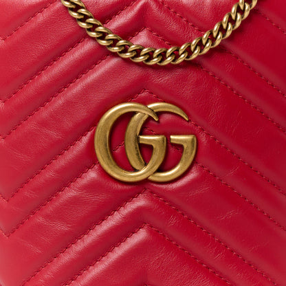 Gucci Calfskin Matelasse Mini GG Marmont 2.0 Bucket Bag Hibiscus Red 8 of 10
