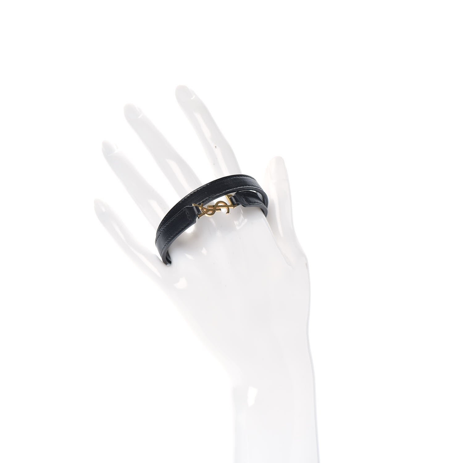 Saint Laurent Calfskin Double Wrap Bracelet Black 2 of 3