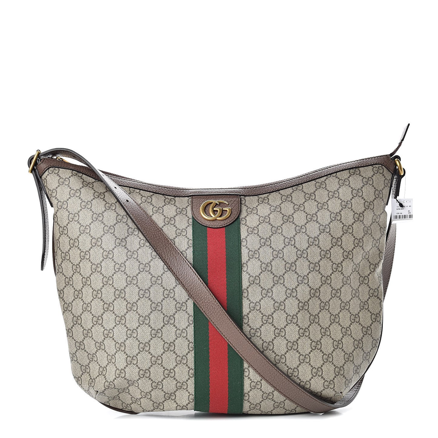 GG Supreme Monogram Web Ophidia Half Moon Hobo Brown