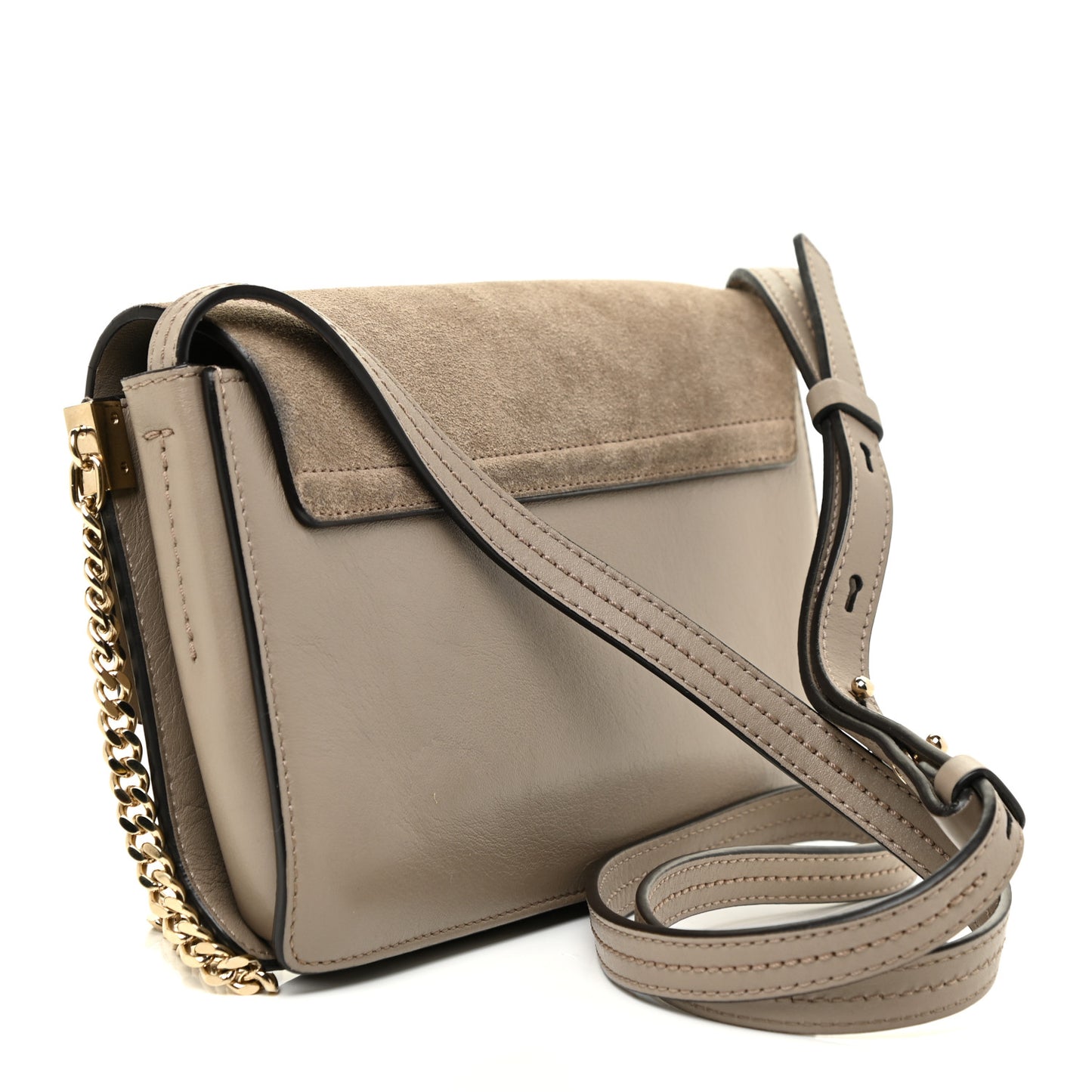 Suede Calfskin Small Faye Shoulder Bag Motty Grey