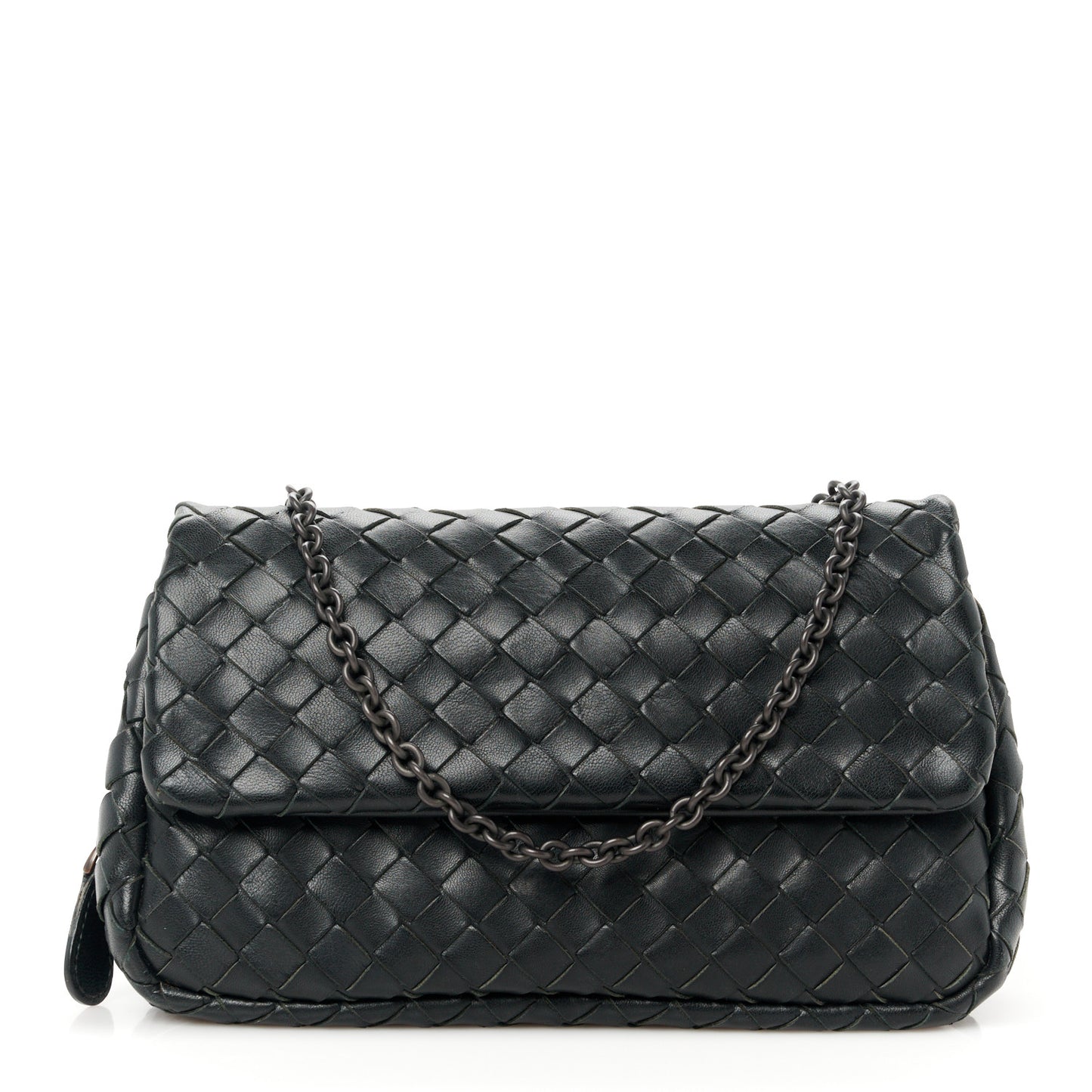Nappa Intrecciato Small Chain Crossbody Black