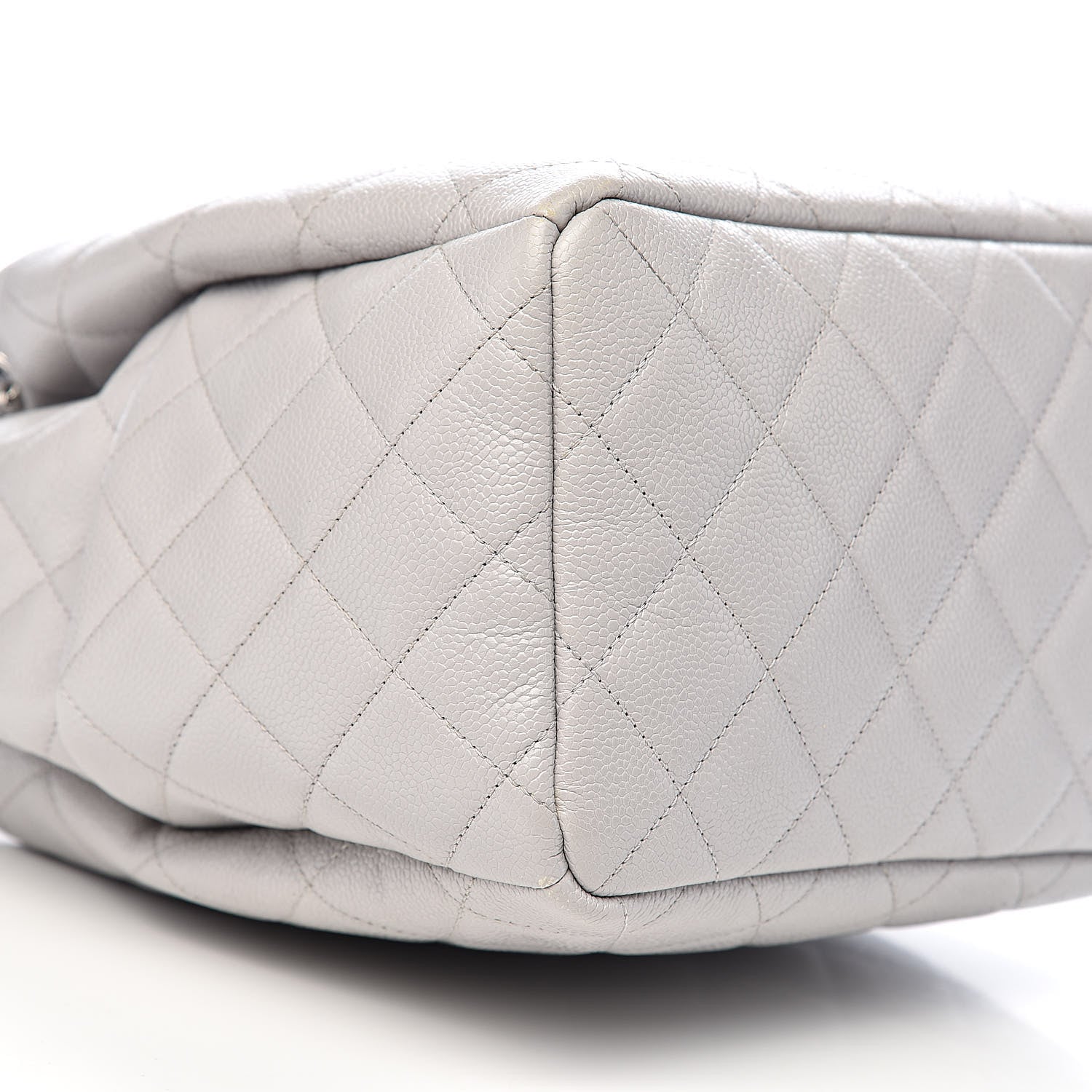 Chanel Grained Calfskin Quilted Medium CC Chain Bucket Drawstring Bag Light Grey 12 of 15