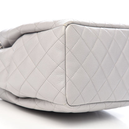 Chanel Grained Calfskin Quilted Medium CC Chain Bucket Drawstring Bag Light Grey 12 of 15