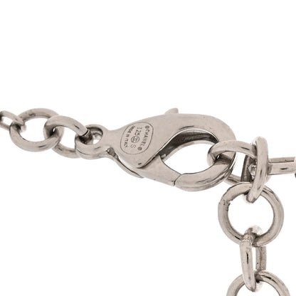 Chanel Metal Crystal Pearl Coco CC Necklace Silver 4 of 5