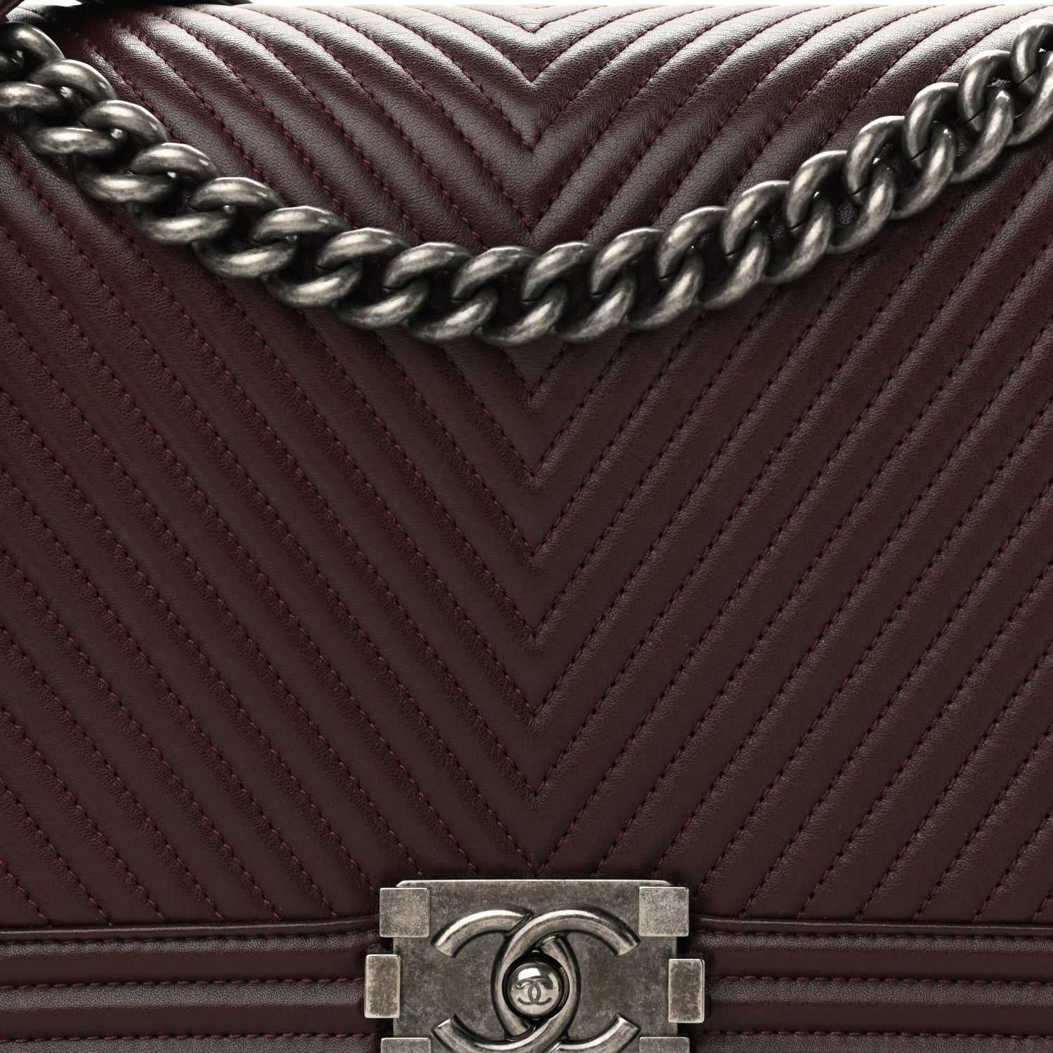 Chanel Calfskin Chevron Quilted New Medium Boy Flap Burgundy 8 of 10