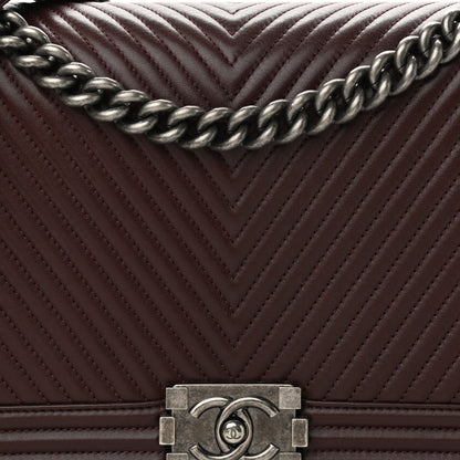 Chanel Calfskin Chevron Quilted New Medium Boy Flap Burgundy 8 of 10
