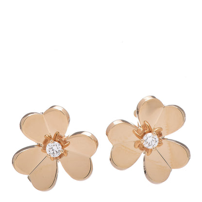 Van Cleef & Arpels 18K Yellow Gold Diamond Small Frivole Earrings 1 of 4
