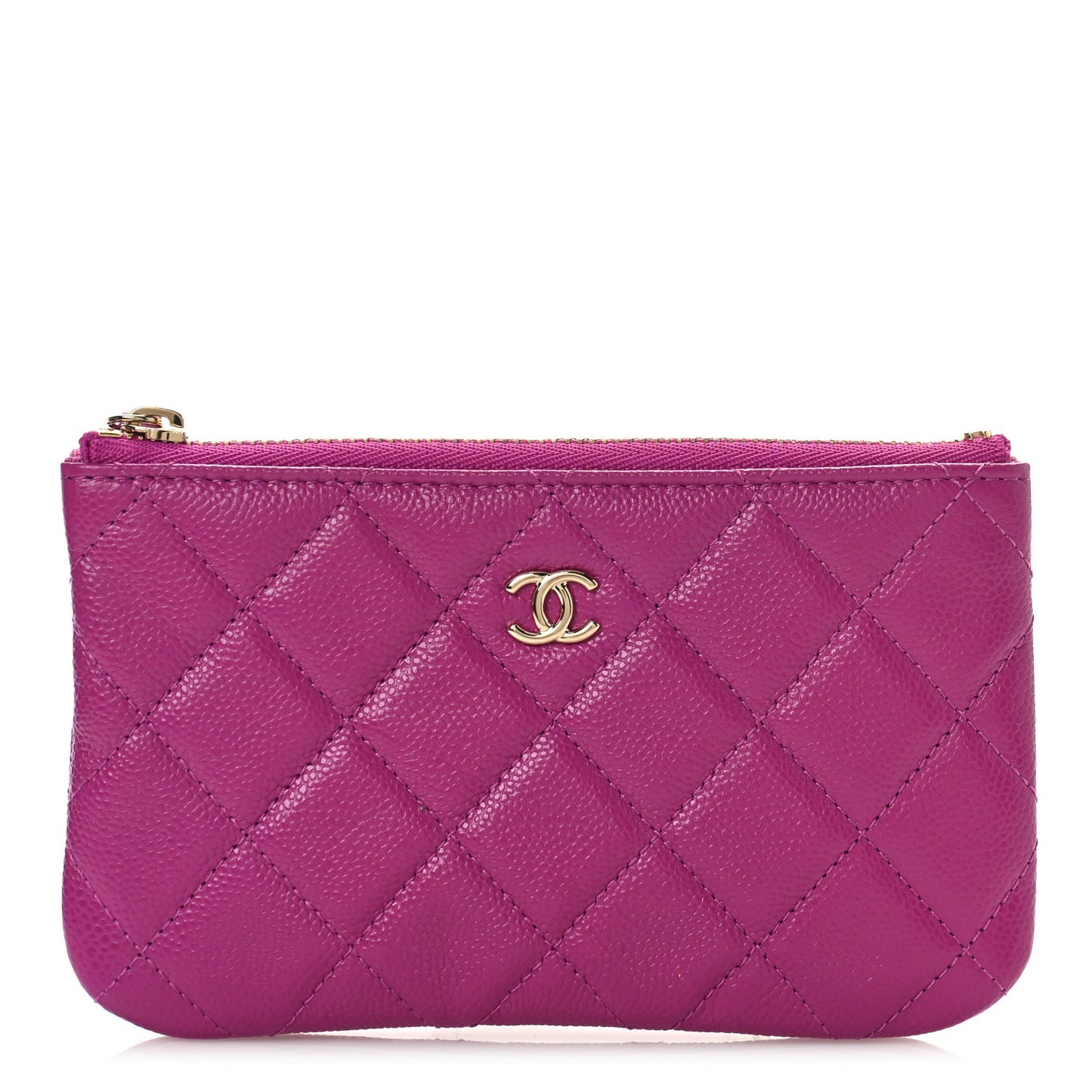 Caviar Quilted Small Cosmetic Case Purple