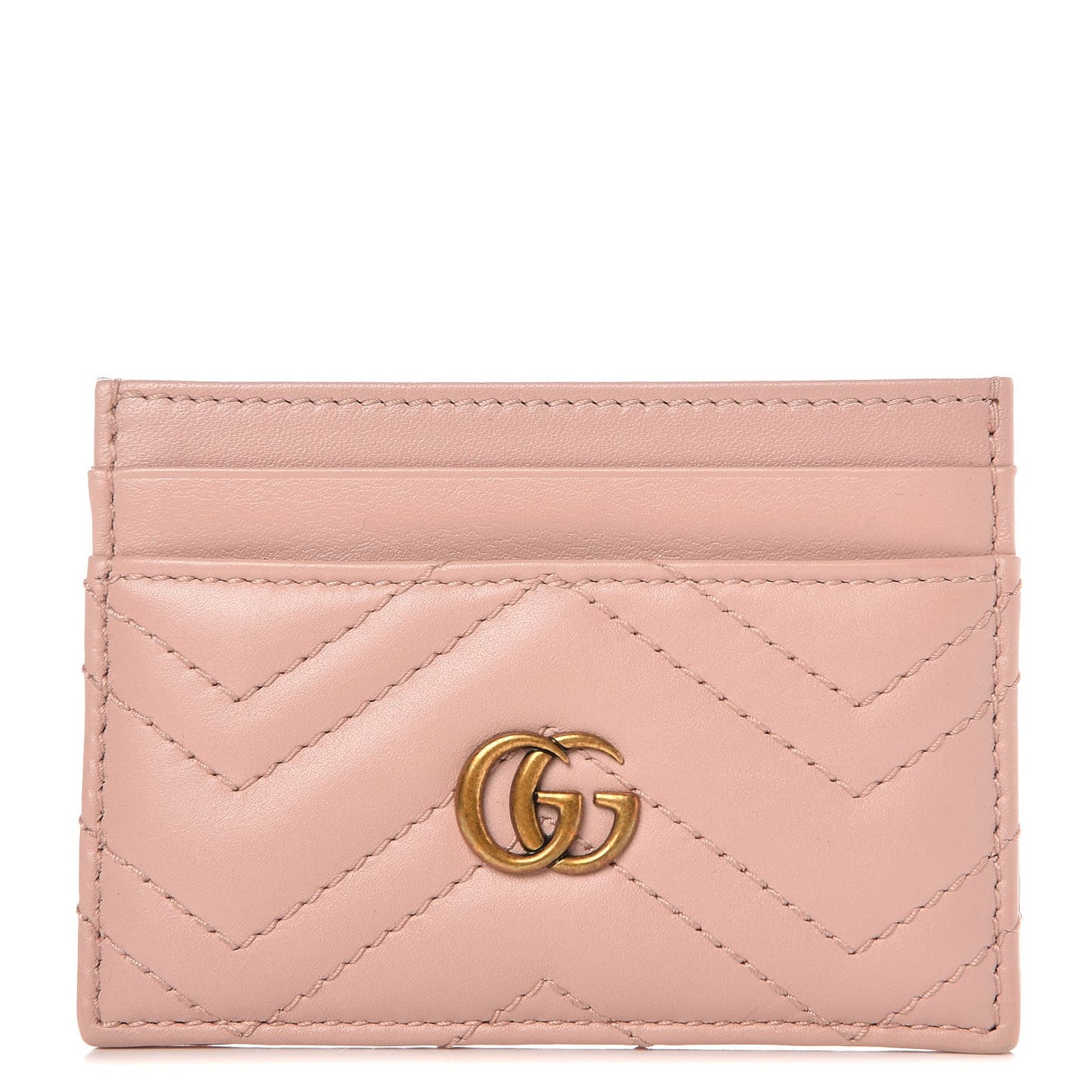 Calfskin Matelasse GG Marmont Card Holder Perfect Pink