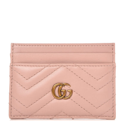 Gucci Calfskin Matelasse GG Marmont Card Holder Perfect Pink 1 of 8