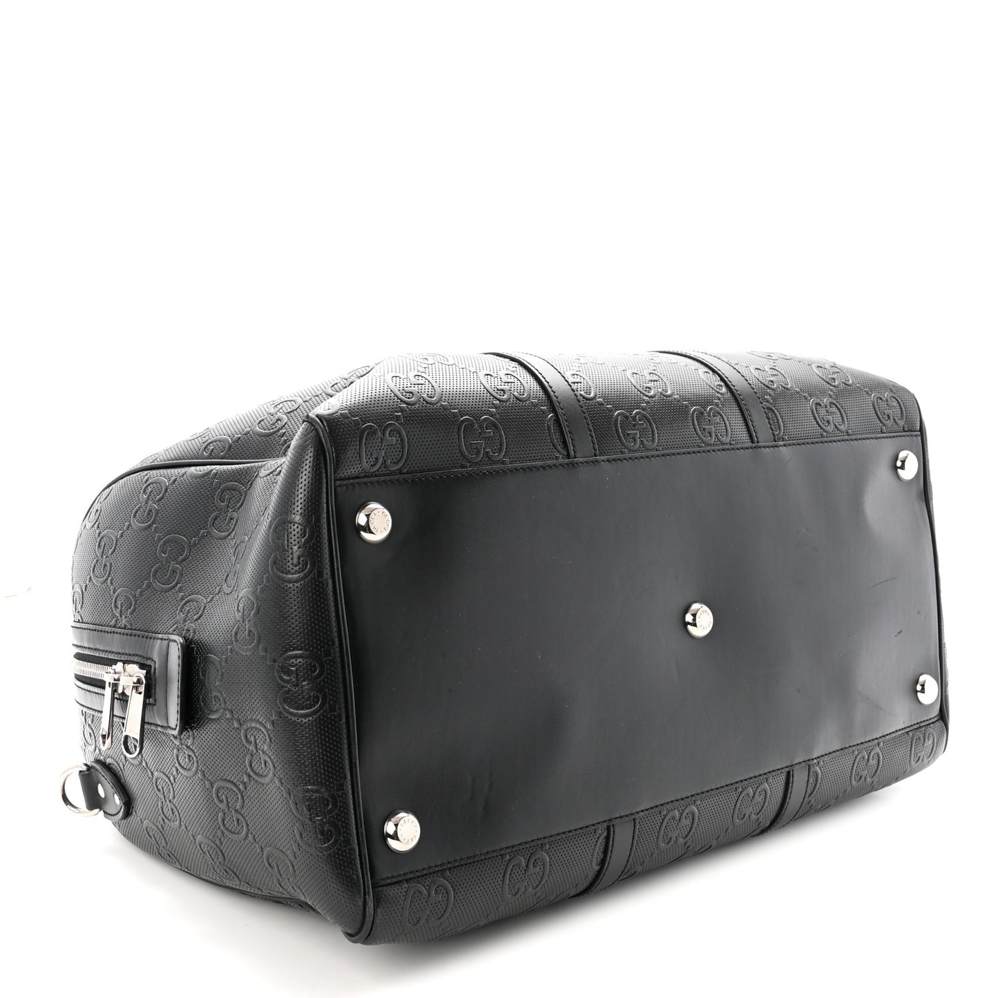 Calfskin GG Tennis Embossed Duffle Bag Black