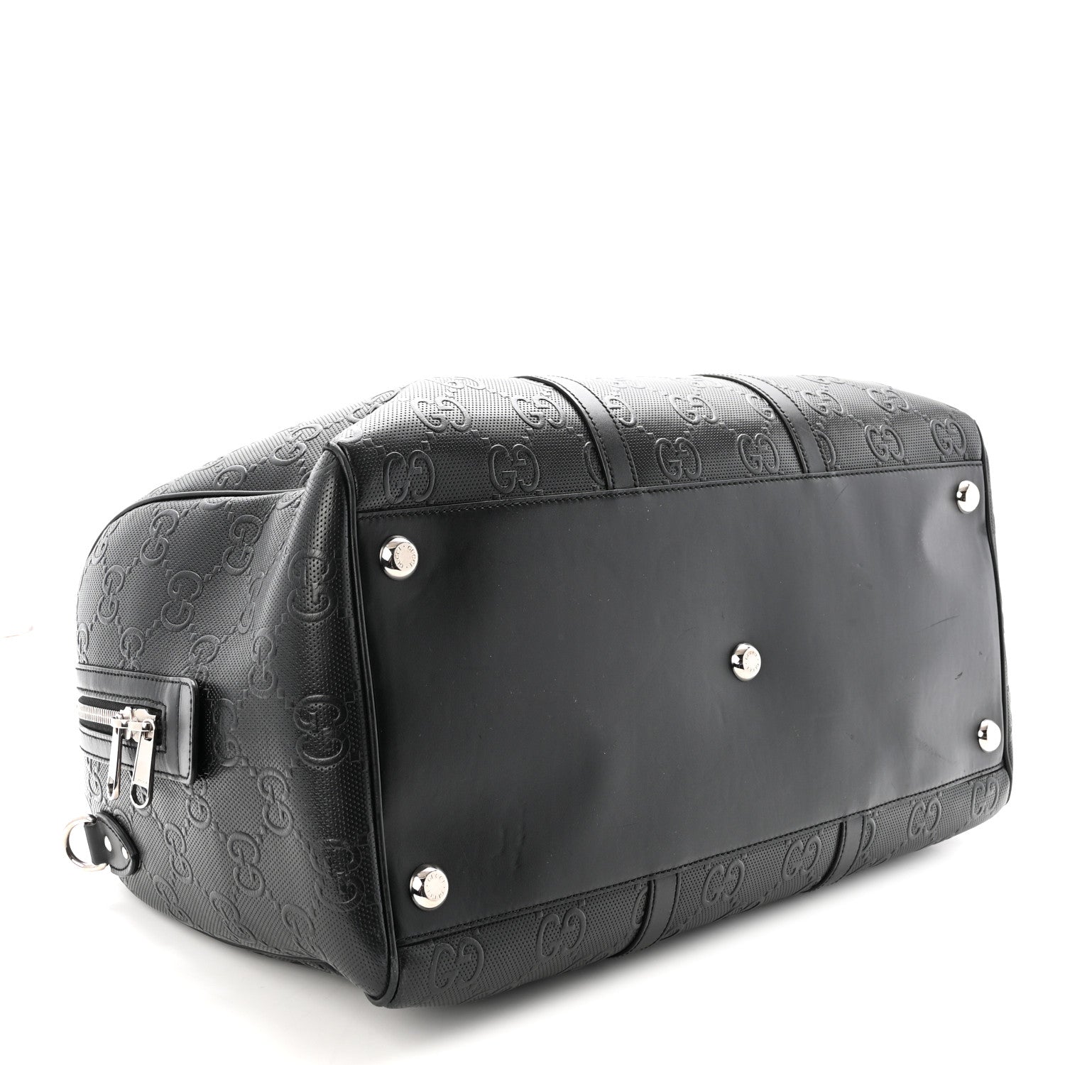 Gucci Calfskin GG Tennis Embossed Duffle Bag Black 3 of 9