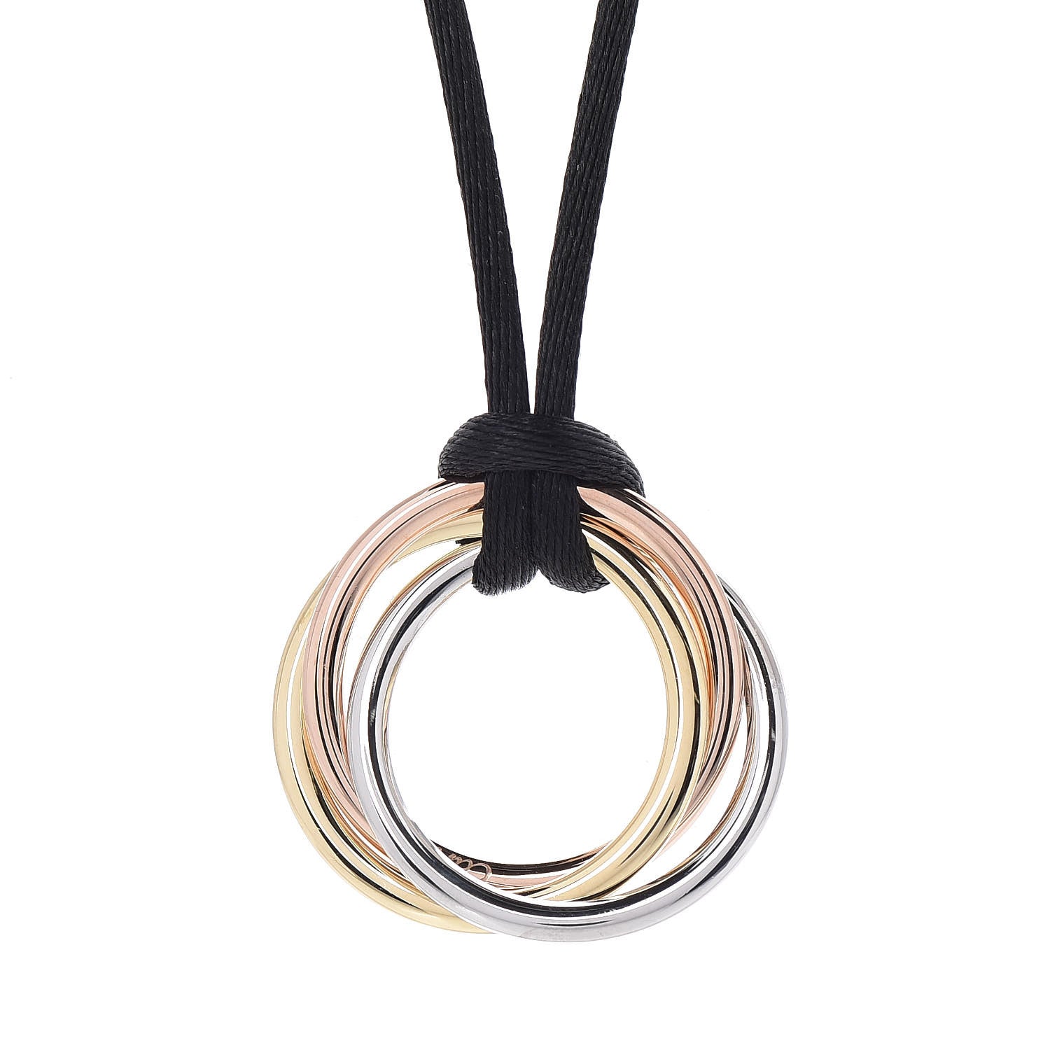 Cartier 18K Pink Yellow White Gold Trinity Cord Necklace 4 of 8