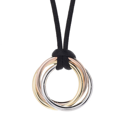 Cartier 18K Pink Yellow White Gold Trinity Cord Necklace 4 of 8