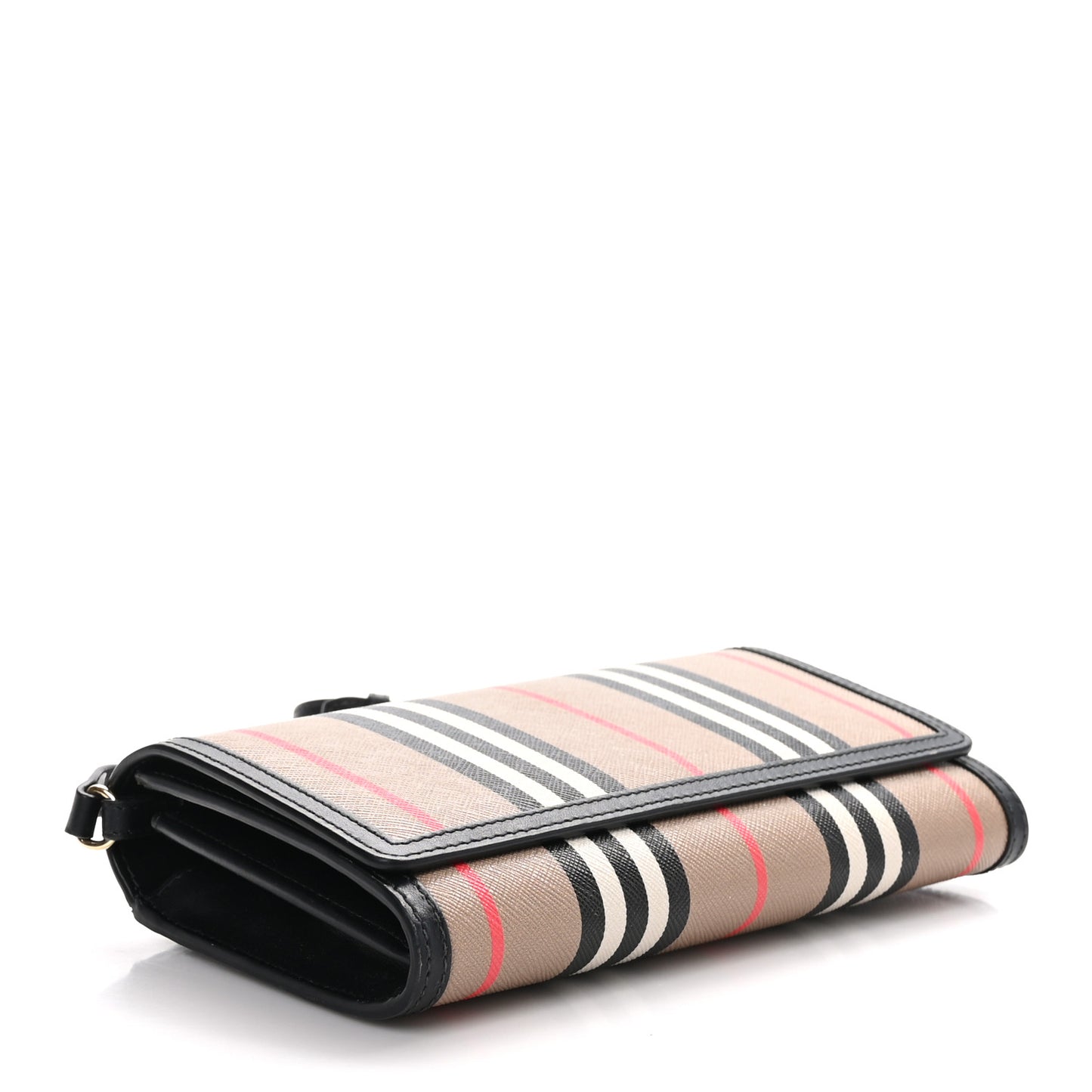 E-Canvas Icon Stripe Hannah Wallet With Detachable Strap Archive Beige Black