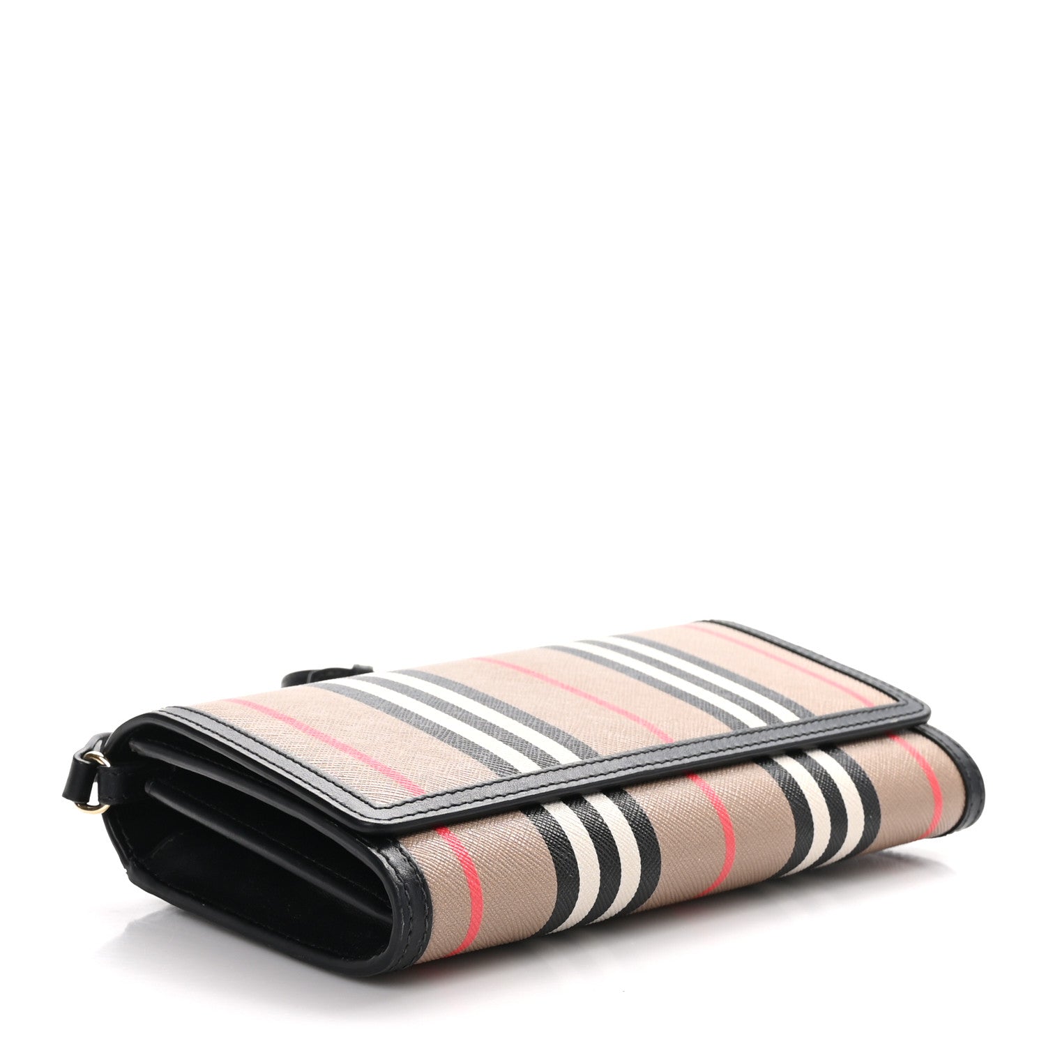 Burberry E-Canvas Icon Stripe Hannah Wallet With Detachable Strap Archive Beige Black 4 of 9