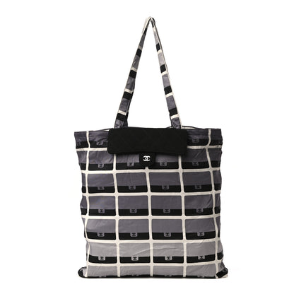 Chanel Jersey Fabric Quilted Foldable Tote With Chain Black Multicolor 11 of 14