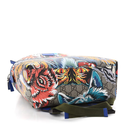 Gucci GG Supreme Monogram Animal Faces Childrens Day Backpack Beige Ebony Multicolor Electric Blue Military Fresia 3 of 8