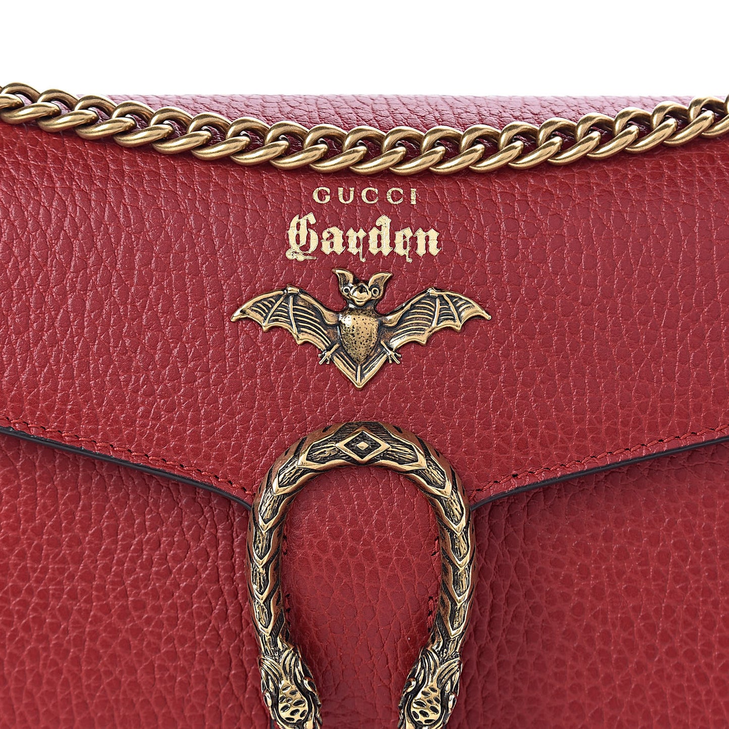 Calfskin Garden Dionysus Chain Wallet Hibiscus Red