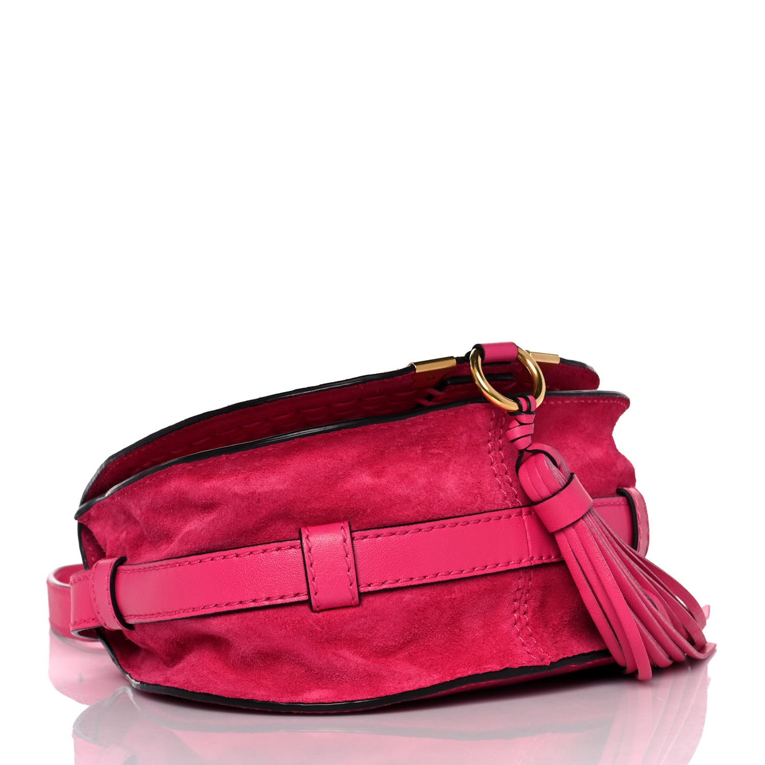 Chloe Suede Calfskin Braided Mini Marcie Round Crossbody Bag Fuchsia Rose 3 of 9