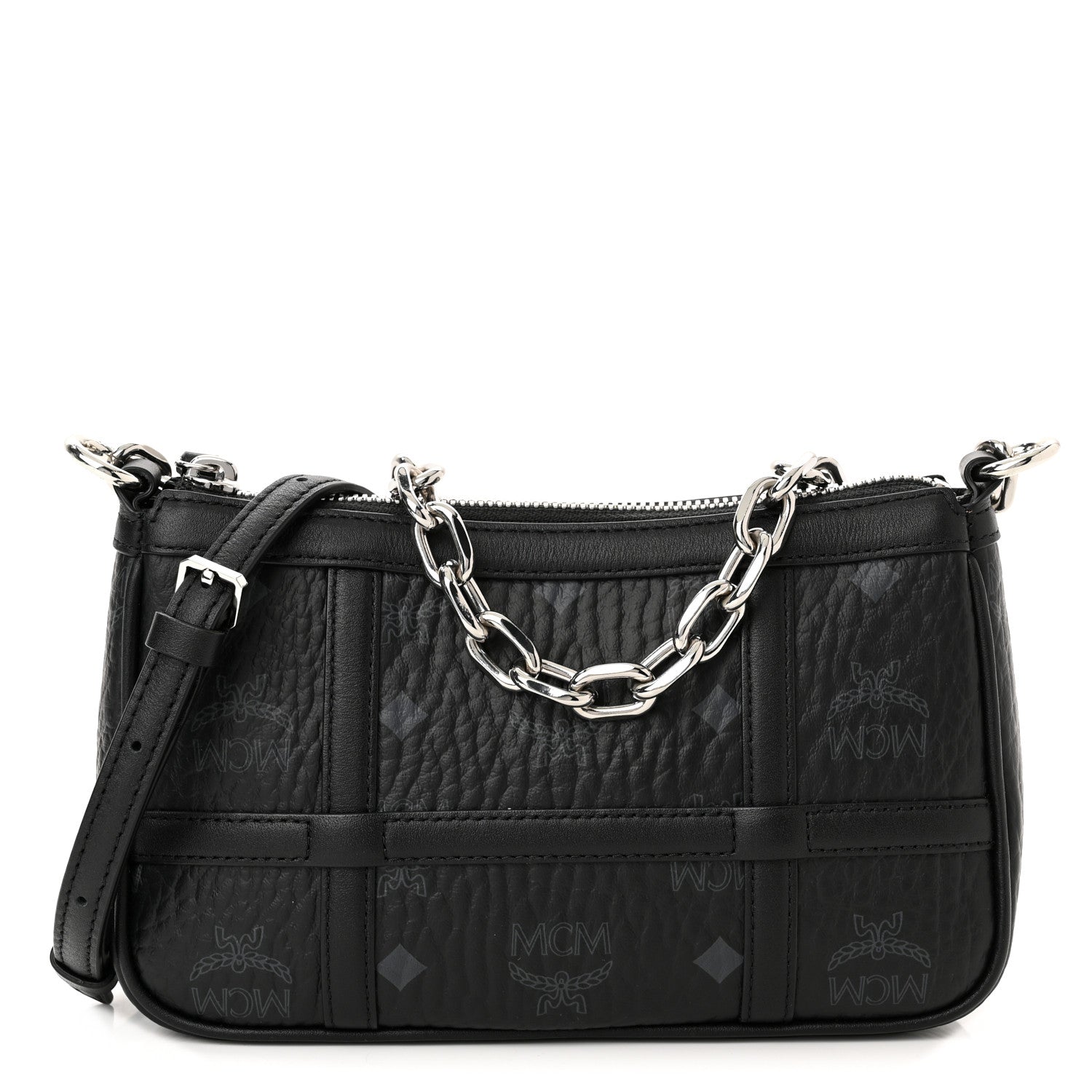 MCM Visetos Mini Aren Chain Crossbody Bag Black 1 of 11