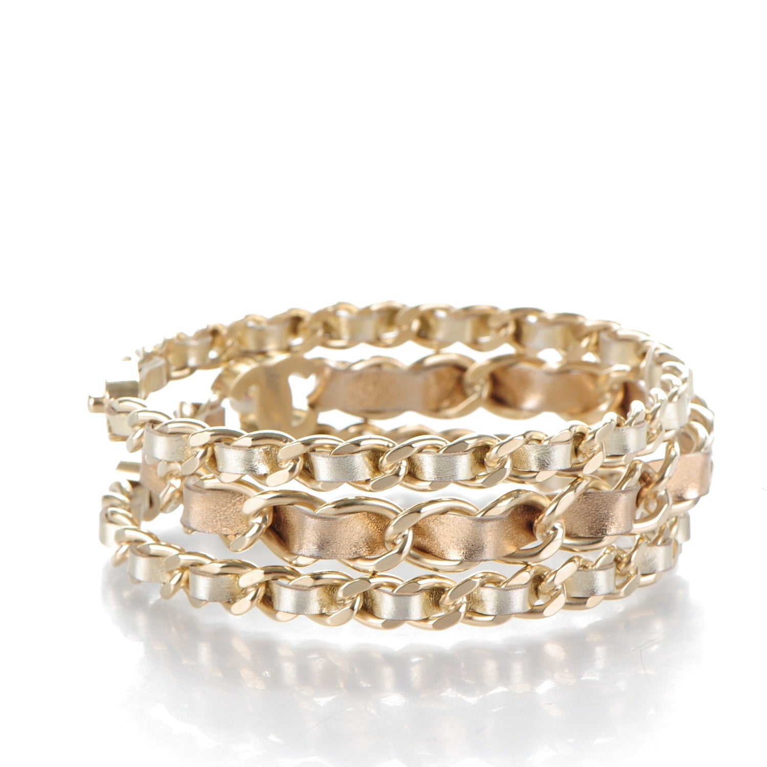 Chanel Lambskin Chain CC Bangle Set of 3 Gold 4 of 5