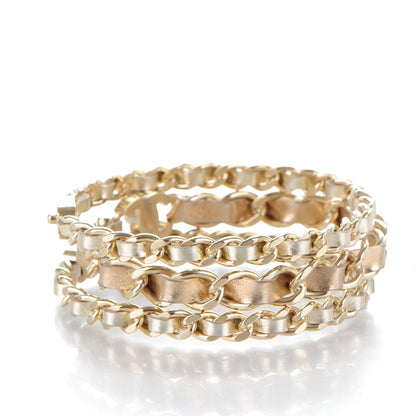 Chanel Lambskin Chain CC Bangle Set of 3 Gold 4 of 5