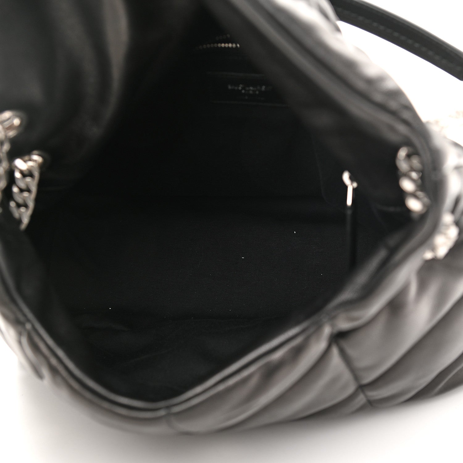 Saint Laurent Lambskin Quilted Medium Loulou Puffer Monogram Chain Satchel Black 5 of 10