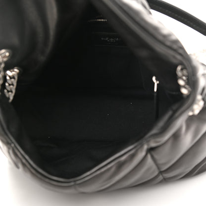 Saint Laurent Lambskin Quilted Medium Loulou Puffer Monogram Chain Satchel Black 5 of 10