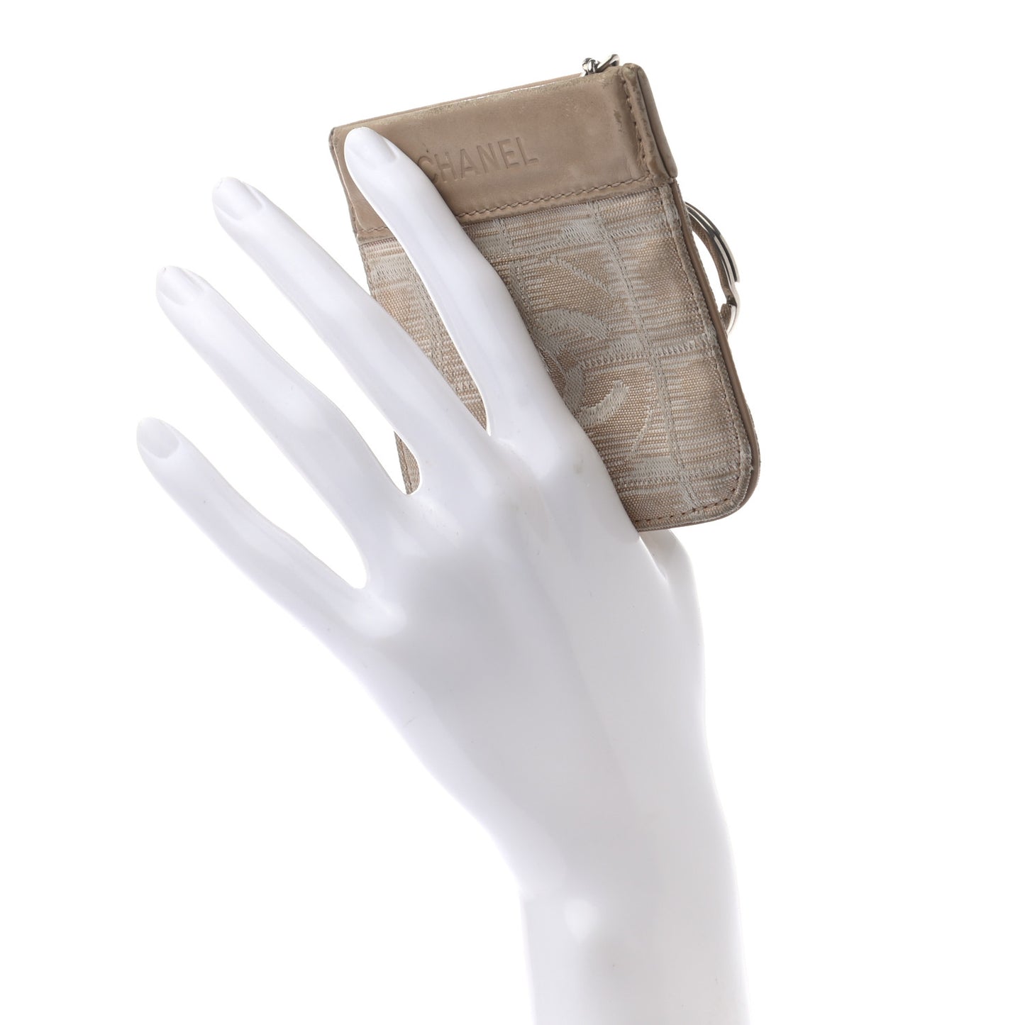 Nylon Travel Coin Pouch Beige