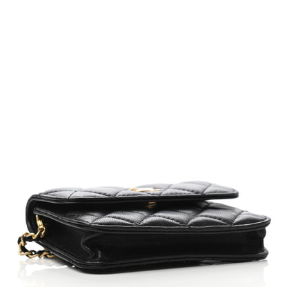 Chanel Lambskin Quilted Pearl Crush Clutch With Chain Black 3 of 4