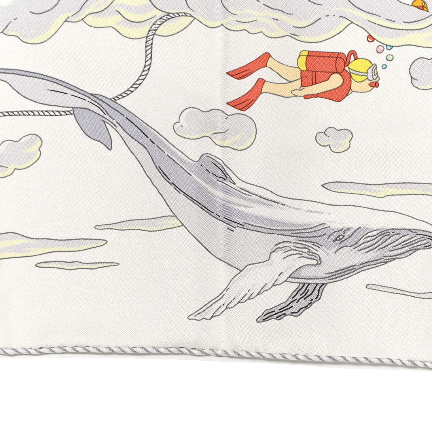Hermes Silk Sur Mon Nuage Scarf 90 Creme Bleu Clair 5 of 10
