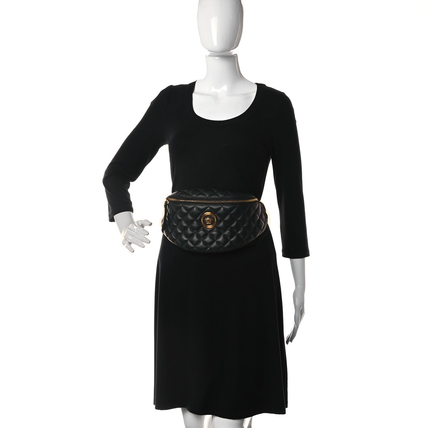 Nappa Quilted Medusa Belt Bag Black