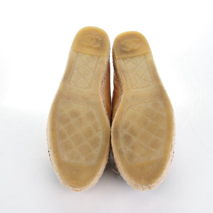 Chanel Lambskin CC Espadrilles 36 Beige Black 5 of 10
