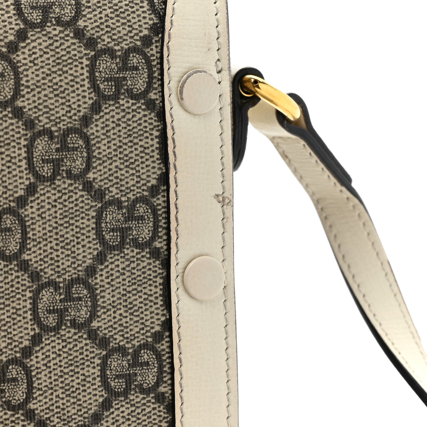 GG Supreme Monogram Azalea Calfskin Mini Horsebit 1955 Crossbody Bag Beige Ebony Mystic White